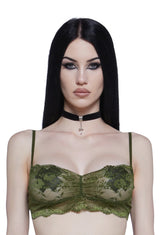 Hidden Secrets Lace Bralette - Olive