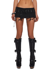 Belted Denim Micro Skirt