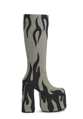 Up In Flames Platform Boots - Gray