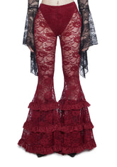 Crimson Lust Flare Pants - Dark Red