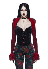 Becoming Mine Faux Fur Shrug - Red