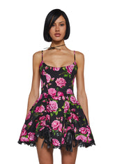 Scandal Sheet Mini Dress - Black Floral