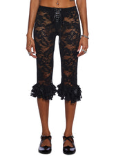 Daring Love Lace Capri Pants - Black