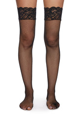 Charming Temptation Fishnet Thigh Highs - Black