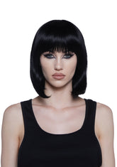 Short Bob Wig With Bangs - Black
