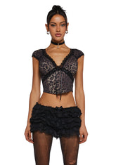 Queen Of Spring Lace Trim Top - Leopard