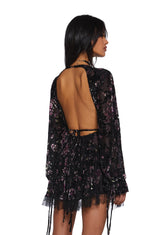 Dreamy Dusk Mini Dress - Black Velvet