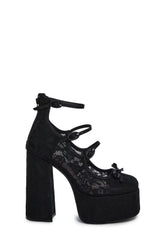 Smiling Melody Platform Heels - Black