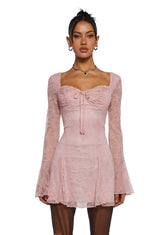Aura Points Lace Mini Dress - Pink