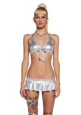 Hottie To Go Top And Skirt Lingerie Set - Silver