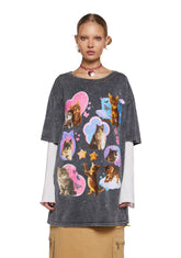Cat Fan Oversized Tee
