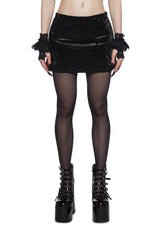 Obscure Darkness Velvet Mini Skirt