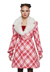 Holiday Party Plaid Trench Coat