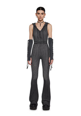 Warp Knit Hooded Jumpsuit