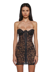 Captivating Gazes Slip Dress - Leopard