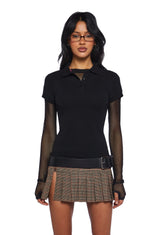 Perfectly Preppy Short Sleeve Top - Black