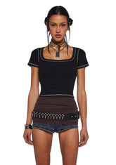 Record Store Date Short Sleeve Top - Black