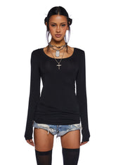 Casual Meetups Long Sleeve Top - Black