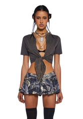 After The Afterparty Short Sleeve Top - Gray