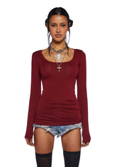 Casual Meetups Long Sleeve Top - Red