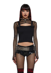 So Long Sorrow Fishnet Long Sleeve Top