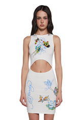 Butterfly Cut Out Ribbed Dress