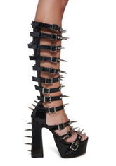 Holy Revelation Knee High Spiked Platform Heels
