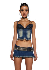 Underground Scene Skirt Set - Dark Blue