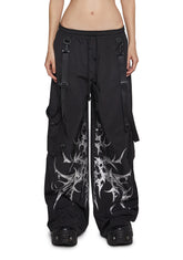 Cyber Noir Wide Leg Cargo Pants