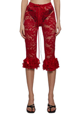 Daring Love Lace Capri Pants - Red