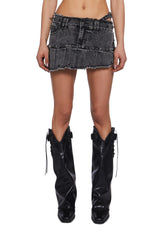 Asymmetrical Spiked Mini Skirt