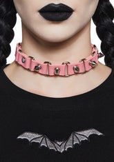 Twisted Cheer Spiked Choker - Pink