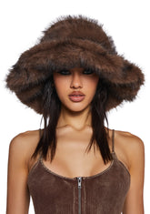 Chamber Faux Fur Bucket Hat - Dark Brown