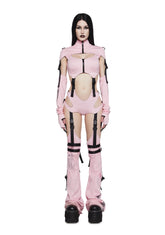 Digital Lands Bodysuit And Leg Warmers Set - Pink