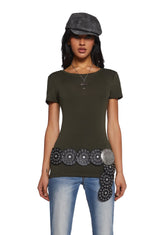 Sweet Rebellion Short Sleeve Top - Dark Green