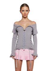 Love’s A Game Knit Cardigan - Gray