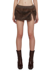 Chamber Faux Fur Mini Skirt - Dark Brown