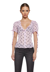 Check Me Out Sheer Blouse - Polka Dot