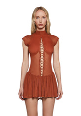Manifest Jealousy Lace-Up Dress - Orange