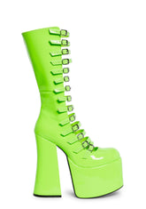 Hardcore Dazzle Platform Boots - Neon Green