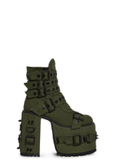 Hardcore Life Buckle Boots - Green