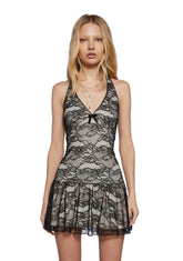 Country Sunflower Halter Lace Dress