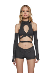 Chord Romper With Gloves