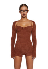 By The Fire Romper And Shrug Set - Brown