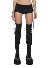 Chord Lace-Up Ribbed Shorts