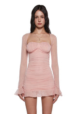 Shimmer Glimpses Long Sleeve Dress - Pink