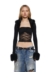 Becoming Mine Faux Fur Shrug - Black