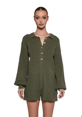 Cozy Weekends Knit Romper - Green