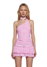 Sweet Vamp One Shoulder Dress - Pink