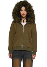 Off The Hook Zip-Up Hoodie - Green